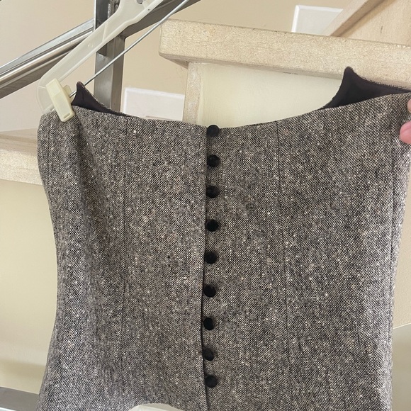 VINTAGE ZANG TOI brown BUSTIER TOP - Picture 5 of 10